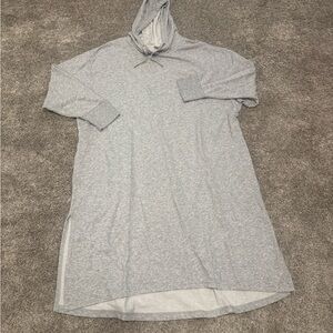 Gray Hooded Long Sleeve Dress